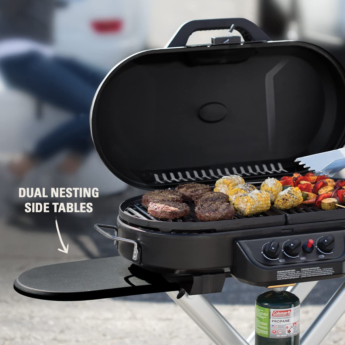 Coleman RoadTrip 285 Portable Stand-Up Propane Grill with 3 Adjustable Burners & Instastart