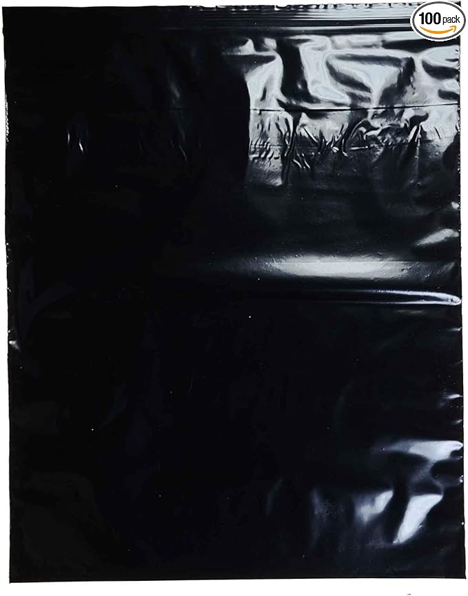 uGems 10" x 12" Black 100 Resealable Zipper Plastic Bags for Industrial Use, Tools, Crafts, Office Supplies, and Small Parts Storage, Durable 2 Mil Thickness, Pack of 100 - sku: r1012bk-100