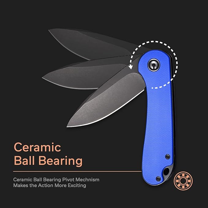 CIVIVI Folding Pocket Knife, 2.96" D2 Blade G10 Handle, Elementum Liner Lock Flipper Knife with Deep Carry Pocket Clip for EDC C907X (Blue)