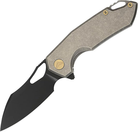 Folding Knife pocket knife EDC Knife With Clip Survival knife Camping knife - M390 Steel Titanium Handle - Outdoor Camping Survival Hunting knife with Sheath (Bronze)