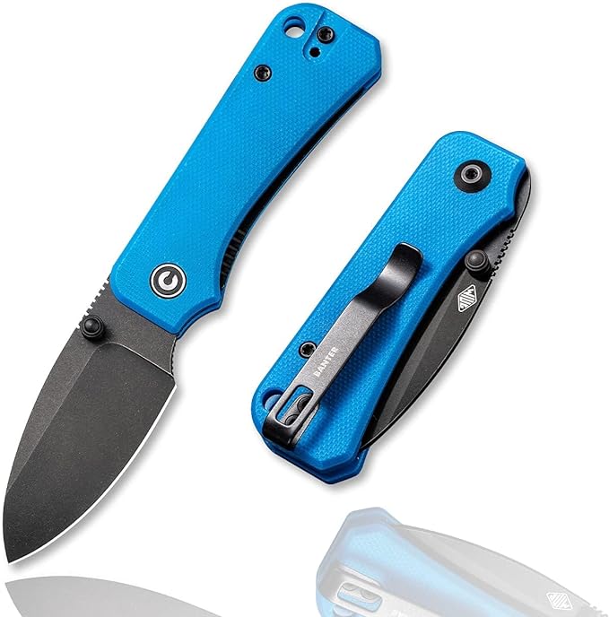 CIVIVI Baby Banter Pocket Folding Knife for EDC, 2.34" Blade Small Knife with Titanium Thumb Stud Opener C19068S-3 (Blue)