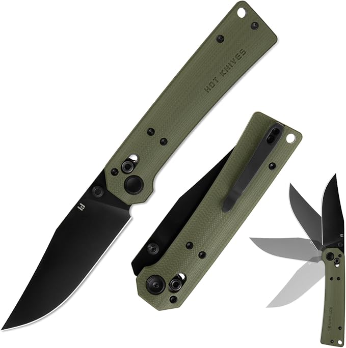 Pathwright Folding Pocket Knife, 3.54" 14C28N Blade and G10 Handle with Axis Lock, Everydaycarry Knives for Outdoor Indoor Pocket Knife with Pocket Clip for Men Women OD Green