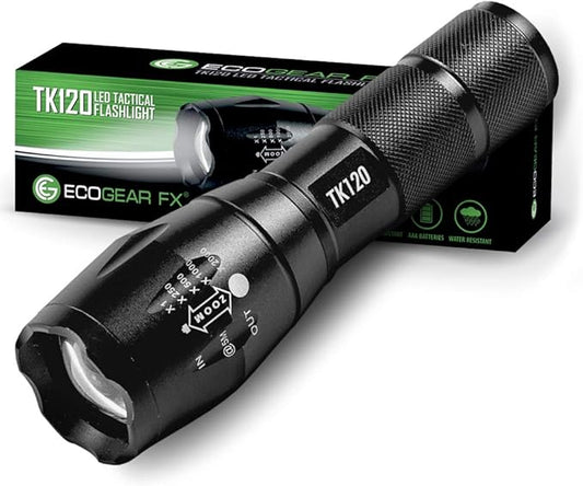EcoGear FX LED Flashlight - Mini Camping Flashlight with High Lumens, 5 Light Modes, Zoomable Beam - Bright Tactical Flash Light for Outdoor Home and Emergency (1)