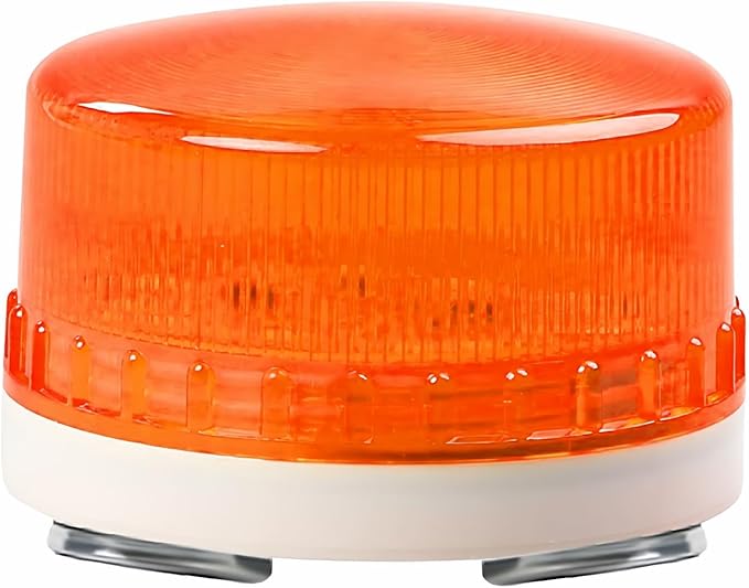 LTE-5061J LED Steady Beacon Light with Buzzer, 12V Magnetic Mount Constant Warning Alarm Lamp for Factory Equipment, Security Systems, Warehouse Safety, Waterproof, Yellow (Steady + Sound)
