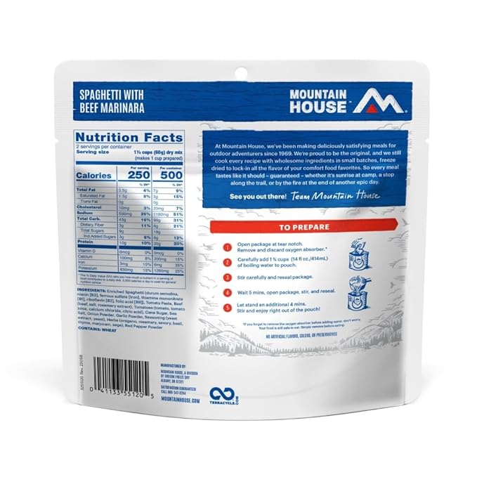Mountain House Spaghetti with Beef Marinara Freeze Dried Backpacking & Camping Food |6-Pack