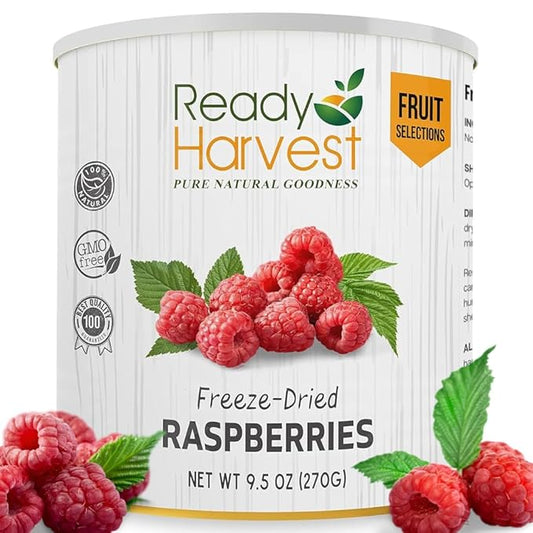 Ready Harvest Freeze Dried Food - Raspberries | Emergency Snacks | Long-Term Storage | #10 Can | 30-Year Shelf Life | Cans Filled to the Top