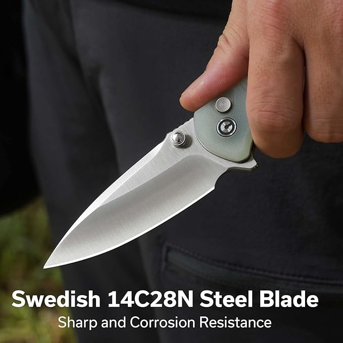 CIVIVI Faeger Pocket Folding Knife for EDC, 2.98" Swedish 14C28N Blade G10 Handle, Reversible Clip for Men Women Outdoor Carry C24031-3 (Natural)