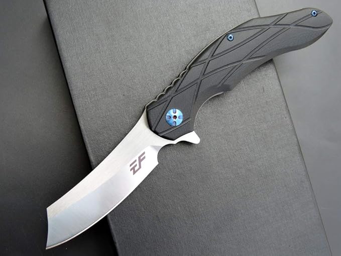 Eafengrow EF919 Folding Knife with Pocket Clip D2 Steel Blade G10 Handle Scales EDC Tool Outdoor Knives for Camping Fishing Hiking(Black)