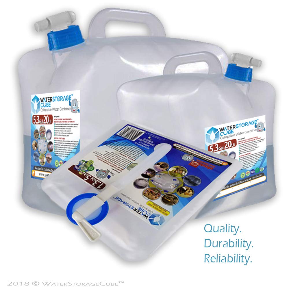 WaterStorageCube Collapsible Camping Water Container with Spigot, BPA Free