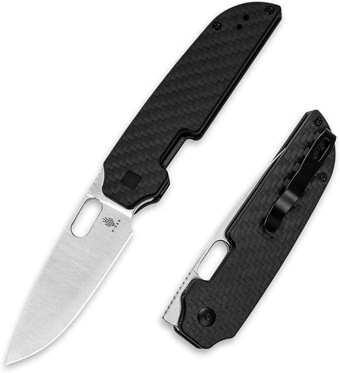 Kizer Varatas Pocket Knife, 3.24” Nitro V G10 Carbon Fiber Handle Folding Knife, EDC Knife for Men Women, Liner Lock Camping Folding Knife with Pocket Clip, Survival Hunting knives V3637A2