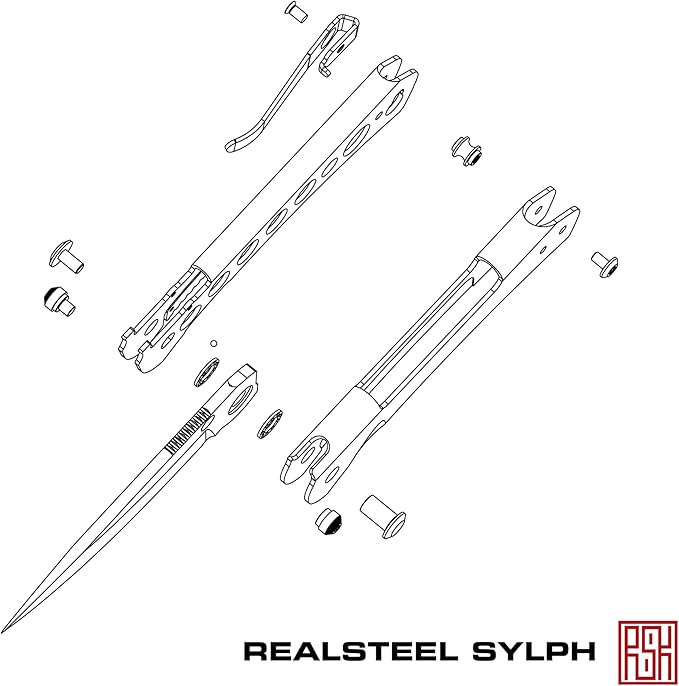 REALSTEEL SYLPH Folding Pocket Knife, Liner Lock, 3.07" Nitro-V Steel Black PVD Blade, Thumb Stud, Double Bending Steel Handle, 3.35oz, Deep-carry Pocket Clip, EDC Outdo Indoor, Gifts for Men Women Camping Hiking Climbing (Full Black)