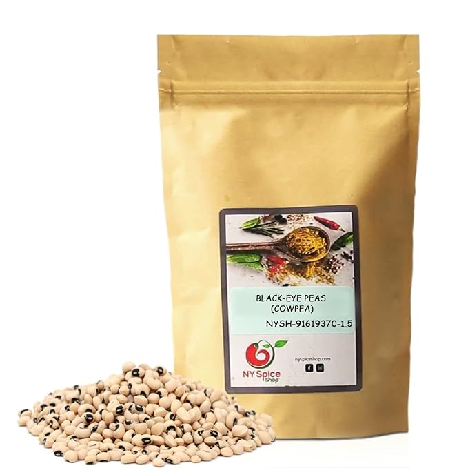 NY SPICE SHOP Black Eye Peas (Cowpeas) - 3 Pound Indian Whole Black Eyed Peas - Protein & Fiber Rich Lobiya - Black-Eyed Beans - Dry Black Eye Peas