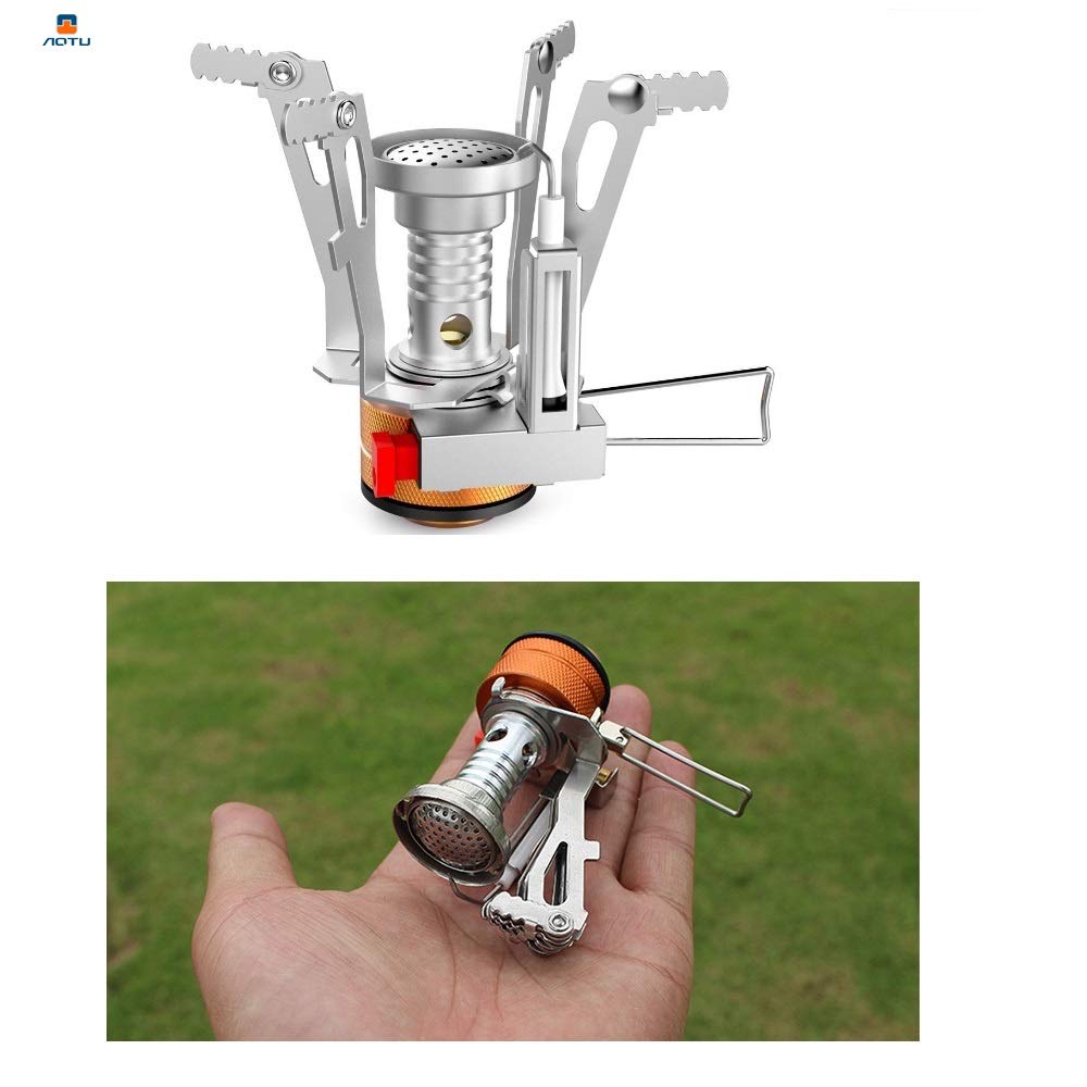 AOTU Portable Camping Stoves Backpacking Stove with Piezo Ignition Stable Support Wind-Resistance