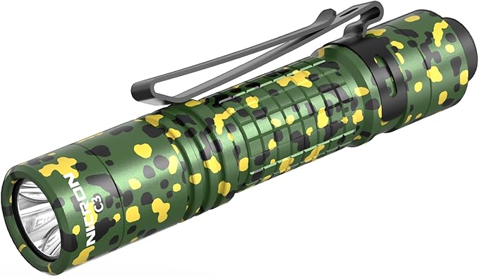 NICRON C3 EDC Flashlight, 1000 Lumen Poket Light Compatible with AA Battery Rechargeable Flashlight, Tail Switch Small Flash Light with Clip for Home Outdoor Camping, Hiking (Camouflage)