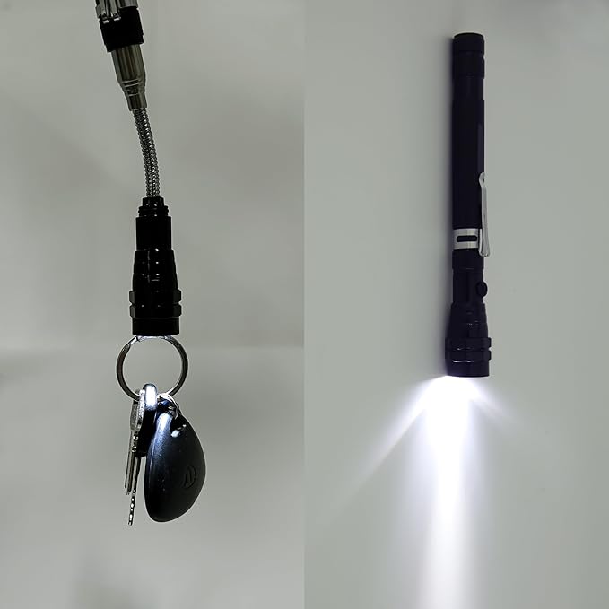 Magnetic Telescopic Elastic Neck Picking Tools, Portable Expandable Magnetic Telescopic LED Flashlight Magnetic Pickup Tools Work Lights Flashlight Magnetic, Outdoor Multi-Purpose Flashlight