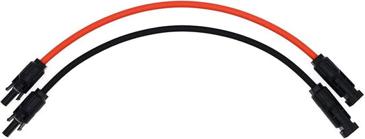 1 Pair Black + Red 10AWG(6mm²) Solar Panel Extension Cable Wire Connector Solar Adaptor Cable with Female and Male Connectors (1 FT-2)