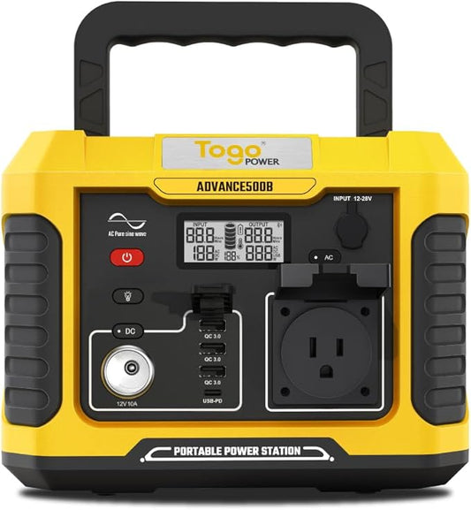 Togo POWER Portable Power Station-500W Solar Generator with 120V/Peak 1000W AC Outlet 288Wh Lithium Battery,7-Port Charging Backup for Off-Grid Road Trip CPAP Home Emergency Power Outage