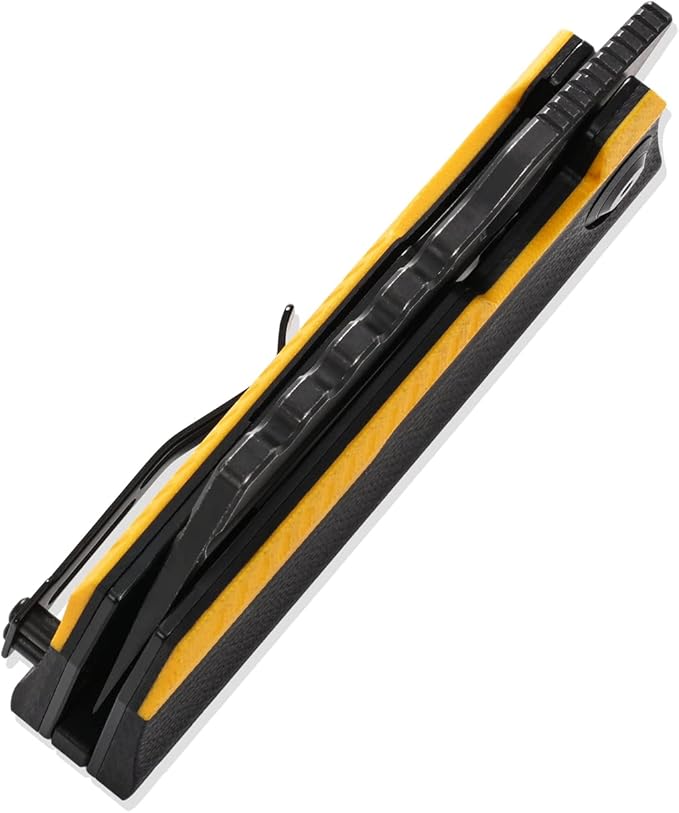 Sitivien ST155 Folding Knife,Sandvik 14C28N Steel Blade,G10 Handle EDC Tool Knife Pocket Knife for Fishing,Camping,Hiking(Black+Yellow) …