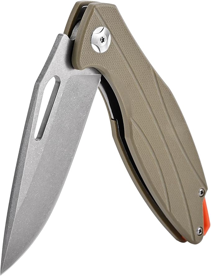 Folding Pocket Knife with D2 Steel Blade, G10 Handle, Black, 3.43 Inch EDC Knife, Pocket Clip for Camping, Survival, Hiking