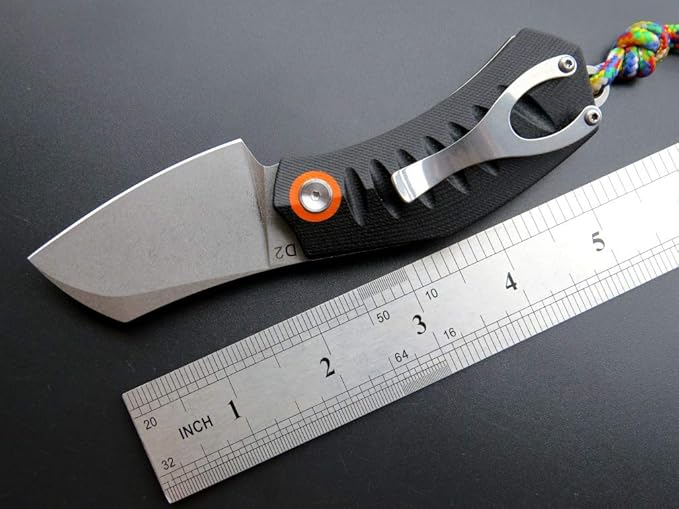 Eafengrow EF85 Folding Knife with Clip Stone Wash D2 Steel Blade G10 Handle Pocket Knife Ball Bearing Flipper Outdoor Camping Survival EDC Tool Knives(black)