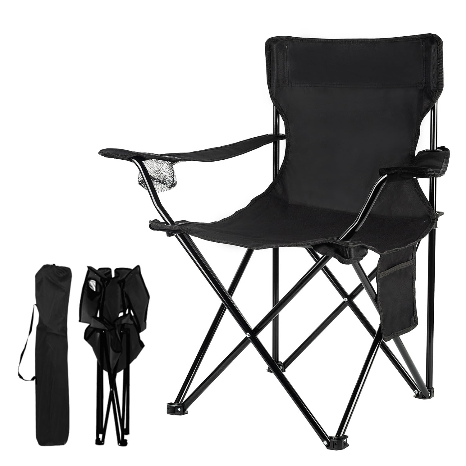 Damei century Folding Camping Chairs, for Beach, Lawn, Yard, Black