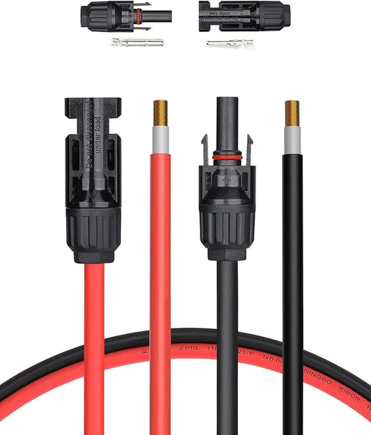 BougeRV 70 Feet 10AWG Solar Extension Cable with Female and Male Connector with Extra Pair of Connectors Solar Panel Adaptor Kit Tool (70FT Red + 70FT Black)