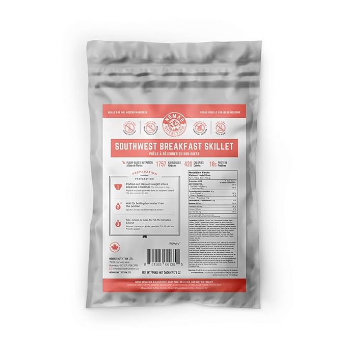 Nomad Nutrition ??Southwest Breakfast Skillet | High Energy, All Natural Ingredients | Plant-Based & Non-GMO | Just Add Boiling Hot Water | 560g / 19.75oz (Pack of 1)