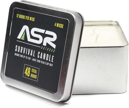 ASR Outdoor 48 Hour Survival Candle for Camping Emergency Fire Starter in Tin, 4 Wick