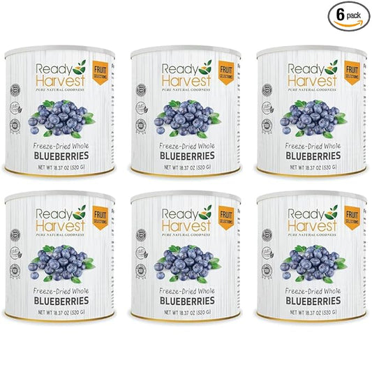 Ready Harvest Freeze-dried Blueberries | Blueberries Freeze-dried Fruit | Healthy Trail Mix | Camping food, School Emergency Food Supply 30 years | #10 Can 6 Cans