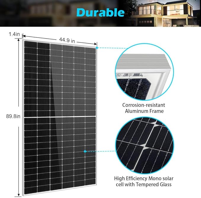 SUNGOLDPOWER 550W Solar Panel 32PCS,Monocrystalline,High Efficiency,IP68 Waterproof for Charing 12V/24V/36V/48V Battery on Roof,Yard,Farm,Marine,on/Off Grid System UL61730(Total 17600W)