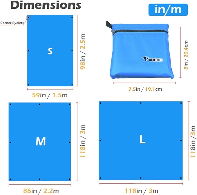TRIWONDER Hammock Rain Fly Waterproof Tarp Camping Tent Footprint Ground Cloth Backpacking Tarp Camp Shelter Sunshade Mat for Outdoor Hiking Beach Picnic