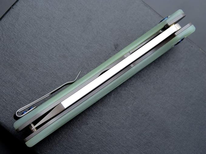 Eafengrow EF919 Folding Knife with Pocket Clip D2 Steel Blade G10 Handle EDC Tool Outdoor Knives for Camping Fishing Hiking (Jade)