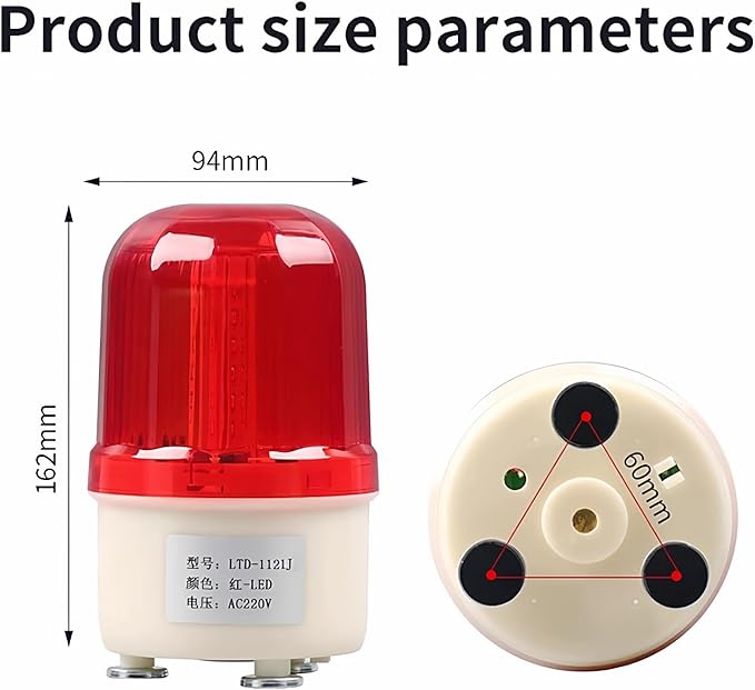 LED Magnetic Beacon Light, Strobe Warning Battery Flashing Lights for Site, Road Construction Rotating Safety Warning (No Sound), Red 12V