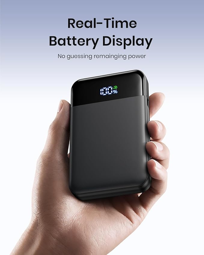 Hiluckey Magnetic Portable Charger Power Bank -10000mAh Ultra Slim 15W Wireless Phone Charger, 20W PD Fast Charging Battery Pack with Built-in Cable for Phone 16/15/14/13 Pro/Pro Max, Apple Watch