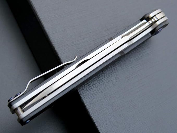 Eafengrow EF942 EDC Folding Knife, D2 Steel Blade Titanium Plating & G10 Handle,Pocket Clip with Frame Lock EDC Pocket Knife for Camping Hiking Survival Outdoor(Black)