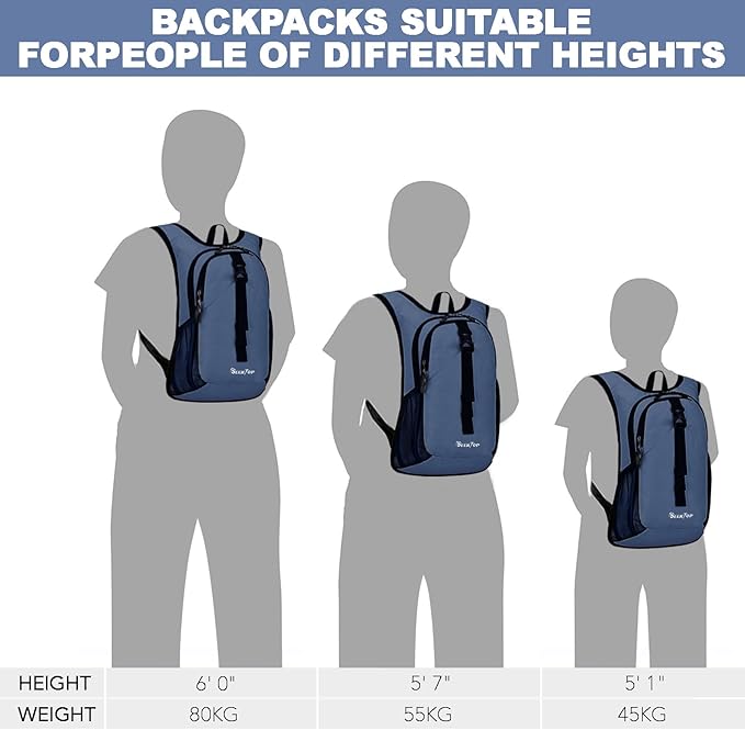 Seektop 15L Small Hiking Backpack for Women Men, Lightweight Hiking Packable Daypack with Phone Pocket for Travel Camping (Dark Blue)