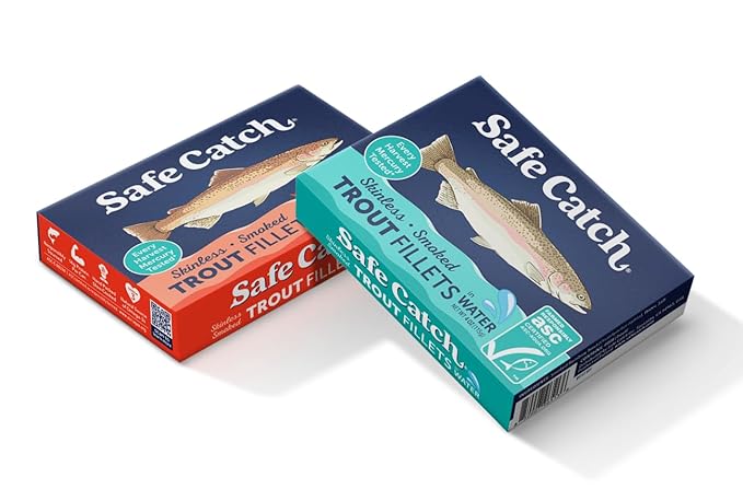 Safe Catch Smoked Rainbow Trout Fillets in Water and in Sunflower Oil with Chili, Skinless and Boneless Canned Fish, Mercury Tested, Variety Pack of 12