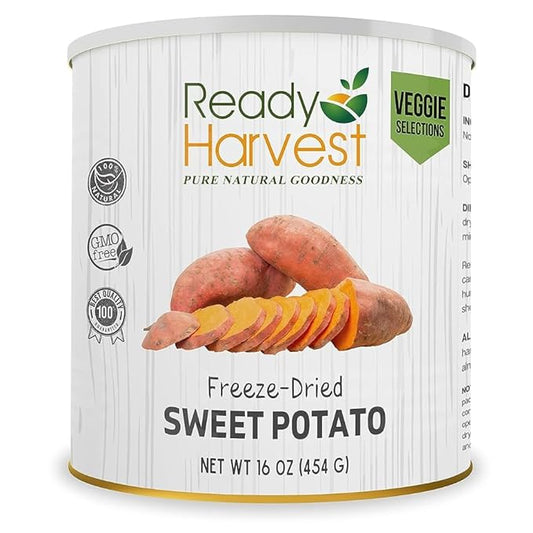 Ready Harvest Freeze Dried Food - Sweet Potatoes | Emergency Food | Pantry Staples | #10 Can | 25-Year Shelf Life | Cans Filled to the Top