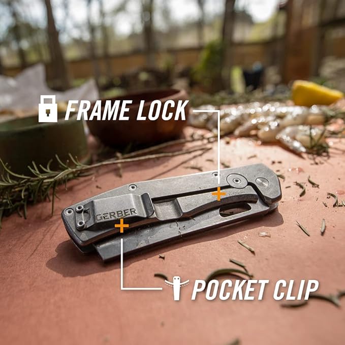 Gerber Gear Flatiron Folding Pocket Knife, EDC Stainless Steel Folding Knife with 3.6" Cleaver Blade and Pocket Clip