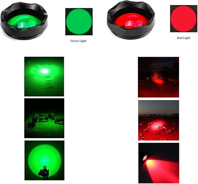 3-Color-Light Flashlight Tactical Flashlight with Red Green Filter Zoom 2000 lumens 5 Modes Waterproof Flashlight