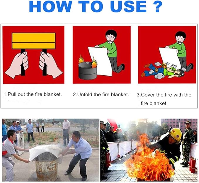 Emergency Fire Blanket - 2 Pack, Fire Suppression Blanket for Home and Kitchen, 40??x 40?? Fiberglass Fire Blanket (2)
