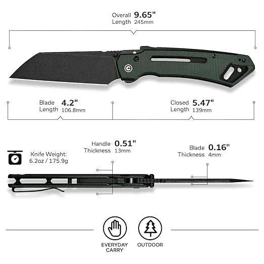 CIVIVI Buster FG Larger Pocket Knife, Superlock Folding Knife for Men Women with 4.2" Nitro-V Blade Micarta Handle, Designed by Snecx Tan C24052-3 (Green)