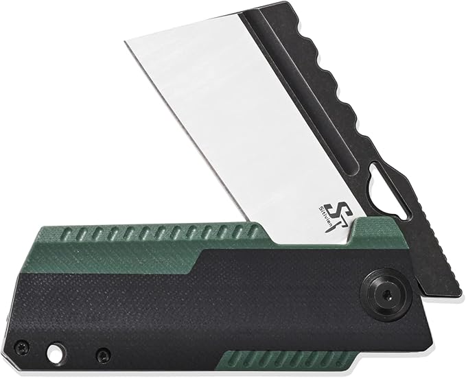 Sitivien ST155 Folding Knife,Sandvik 14C28N Steel Blade,G10 Handle EDC Tool Knife Pocket Knife for Fishing,Camping,Hiking(Black+Green) …