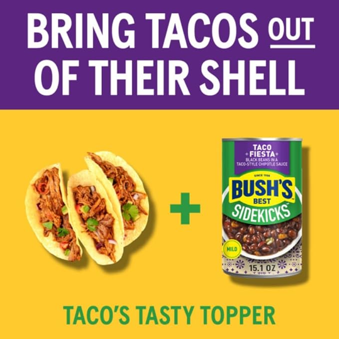 Bush's Best Baked Beans, Sidekicks Variety Pack, Southwest Zest Pinto Beans (15oz), Taco Fiesta Black Beans (15.1oz) (3 of each)
