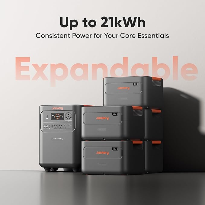 Jackery HomePower 3600 Plus Portable Power Station with AC Cable, 3600W AC Output, 3584Wh LFP Solar Generator, Expandable up to 43kWh, Essential Home Backup for Home Use (Solar Panel Optional)