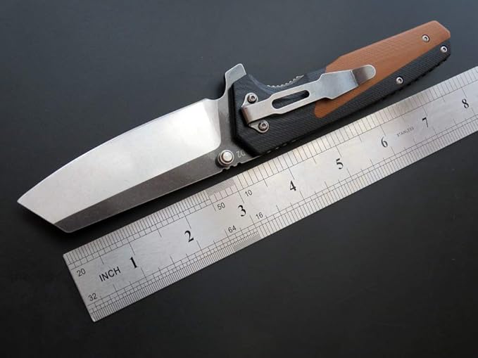 Eafengrow EF68 Folding Knife D2 Blade and G10 Handle with Clip Ball Bearing Everyday Carry Tool for Outdoor Rescue Survival (EF68-brown)