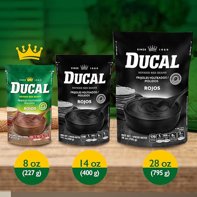 Ducal Refried Red Beans Pouch, 8 Ounce (Pack of 24) - Instant Vegetarian Refried Red Beans, Non-GMO And Gluten-Free - Excellent Source in Protein And Iron, Cholesterol Free
