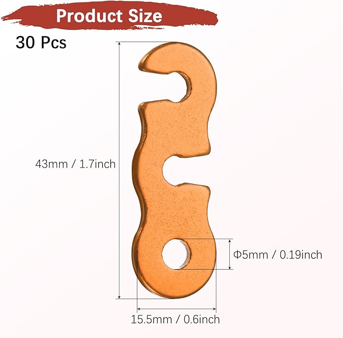 Rope Tensioner Aluminum Alloy [30PCS] - Guyline Cord Adjusters Use for Camping & Hiking & Picnic & Outdoor Activities- [Gold-1.7IN] Tent Rope Adjuster