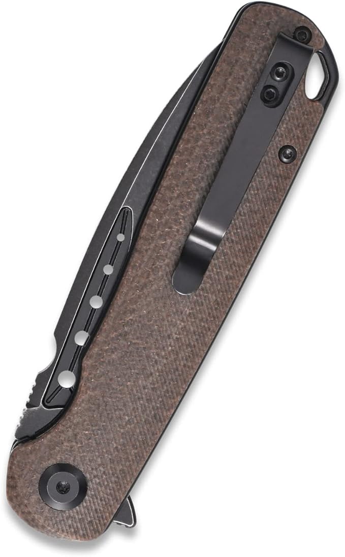 Sitivien ST131 Folding Knife,D2 Blade Micarta Handle EDC Tool Knife with Liner Lock for Outdoor Camping Hiking Fishing(Brown)