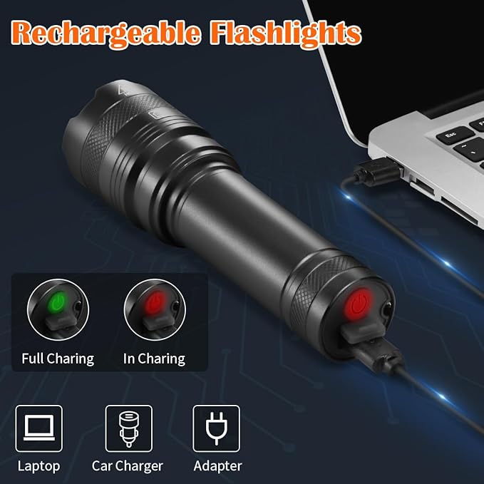 3Pack Rechargeable Flashlights, Tactical Flashlight High Lumens, Super Bright Flashlight, Mini Small Flashlights Powerful, LED Linterna Recargable, Pocket Handheld LED Flash Light for Home Emergency